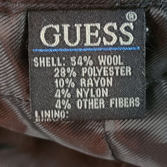 Guess Women's (M) Black Wool Blend Double Breasted Quilt Lined Mid-Length Coat - Picture 9 of 10